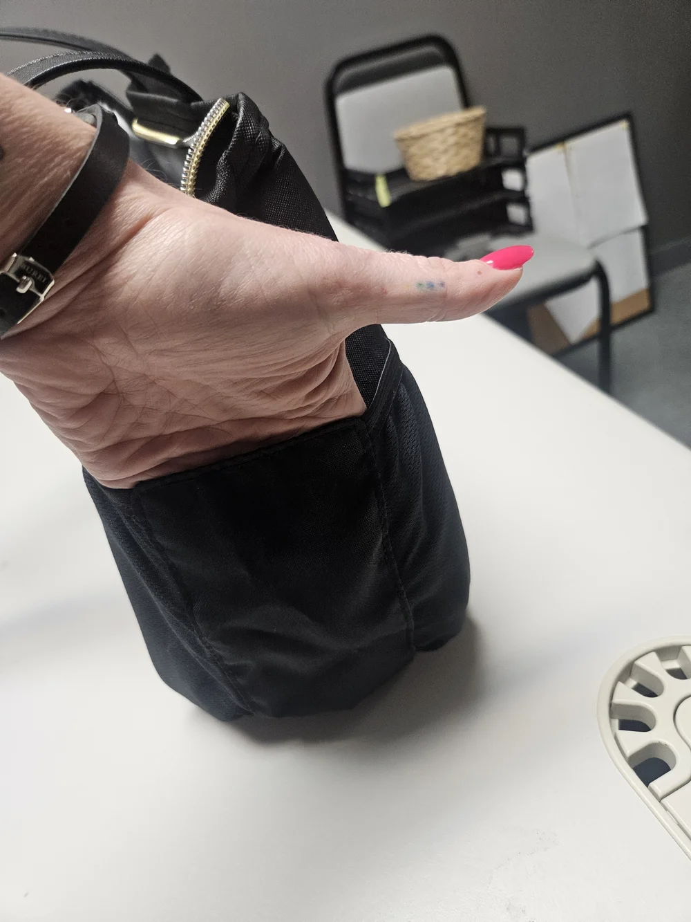 fit + fresh Black Nylon Cooler Bag with Gold Hardware